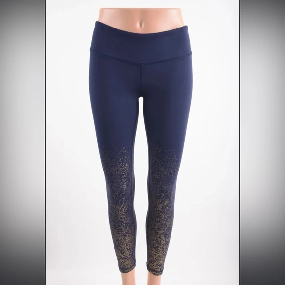 Lilly Pulitzer navy and gold luxletic leggings anything is possible size… - Picture 3 of 10